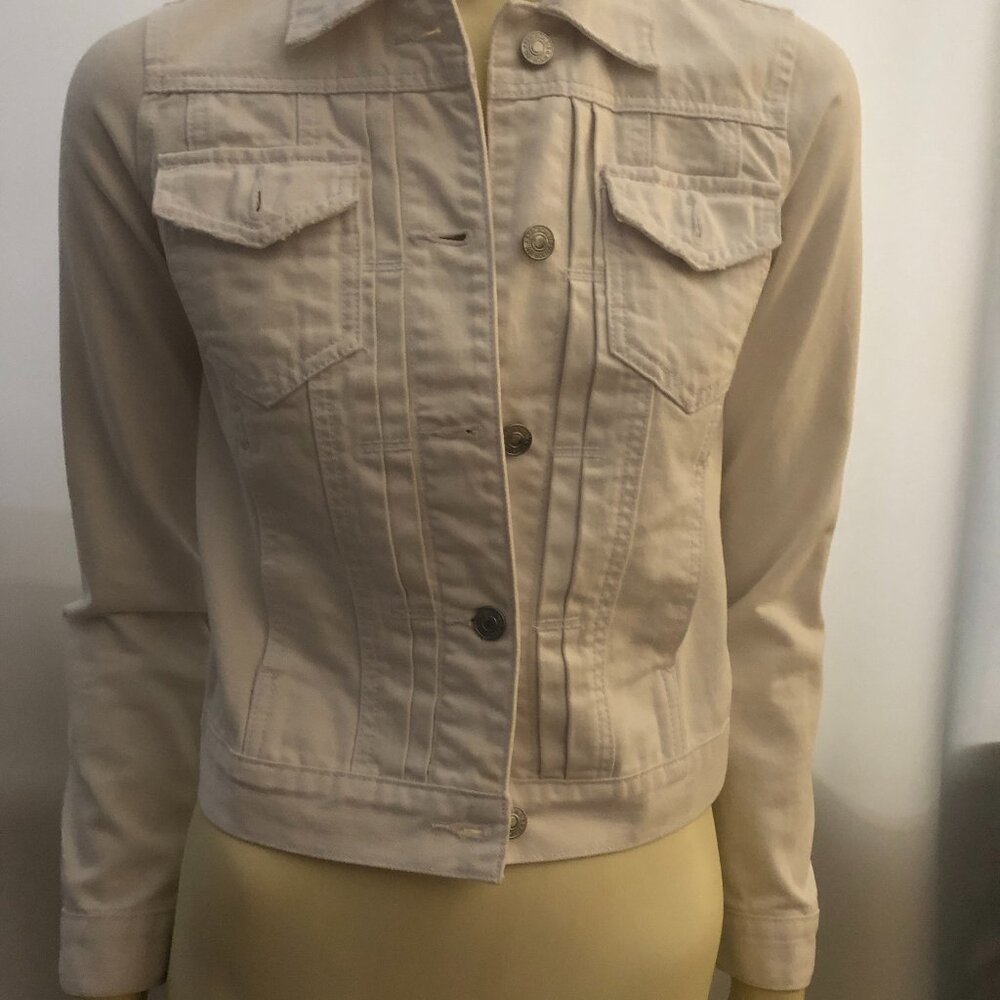 Women's White Denim Preppy Jean Jacket Abercrombie & Fitch